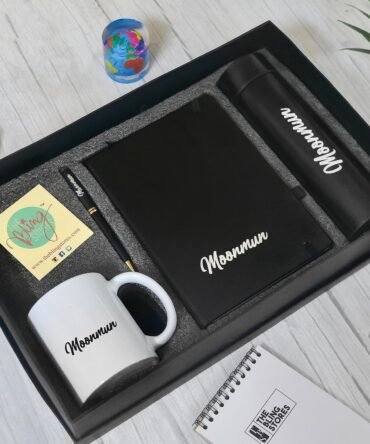 Personalised/Customised 4 in 1 Corporate Gift Set which includes Diary, Mug, Metal Pen & Hot & Cold Water Bottle.